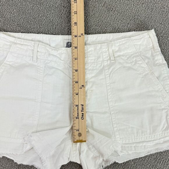 American Eagle Outfitters Raw Edge Button Fly Shorts White Size 00 - Picture 9 of 10
